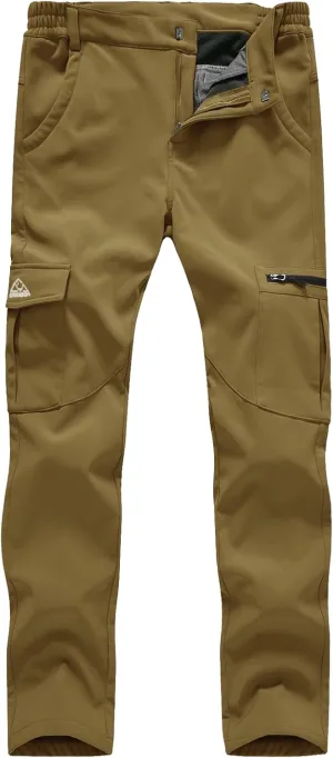 TBMPOY Women's Hiking Cargo Pants Outdoor Waterproof Windproof Softshell Fleece Snow Pants