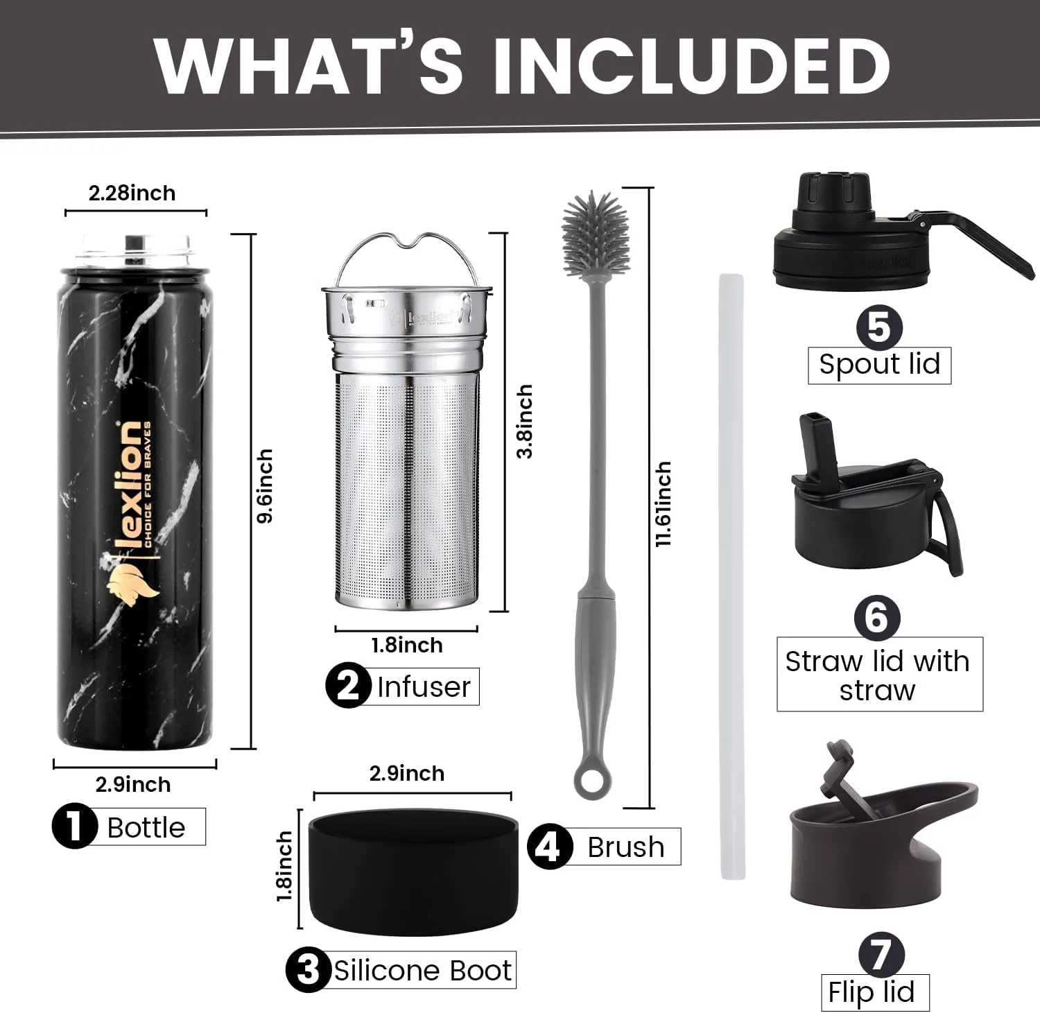 Tea Infuser Bottle - Fruit Infuser Water Bottles 22 Oz, Triple Walled Insulated Stainless Steel Bottle, Thermal Leaf Infuser, Silicone Sleeve, 3 Lids Leakproof, Metal Mug Gallon