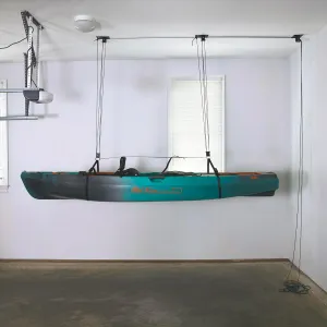 Teal Triangle Elite Pulley Hoist for Kayaks, Canoes, and Paddleboards - Heavy Duty Garage Storage Lift for Kayaks – Premium Canoe Hanger Holds 150 lbs and Fits 8 ft Garage Ceilings