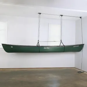 Teal Triangle Heavy Duty Elite Canoe Hoist, Easy-Lift Garage Pulley System, Holds 150 lbs, Fits 8-Foot Ceilings, Patented No-Slip Strap, No Setup Required