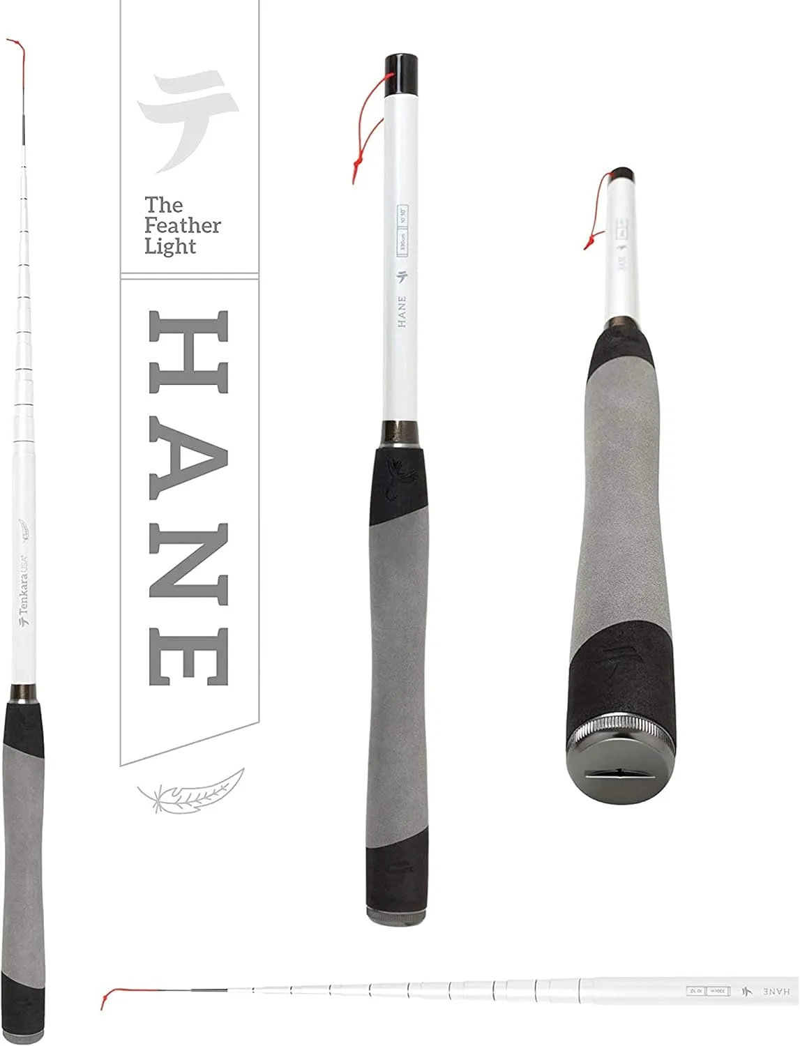 Tenkara USA Fly Fishing HANE™ Rod with Case, Super Compact All-Around for Small & Medium Fish - Ultra-Portable, Carbon Fiber, Lightweight (10ft10in - 330cm)