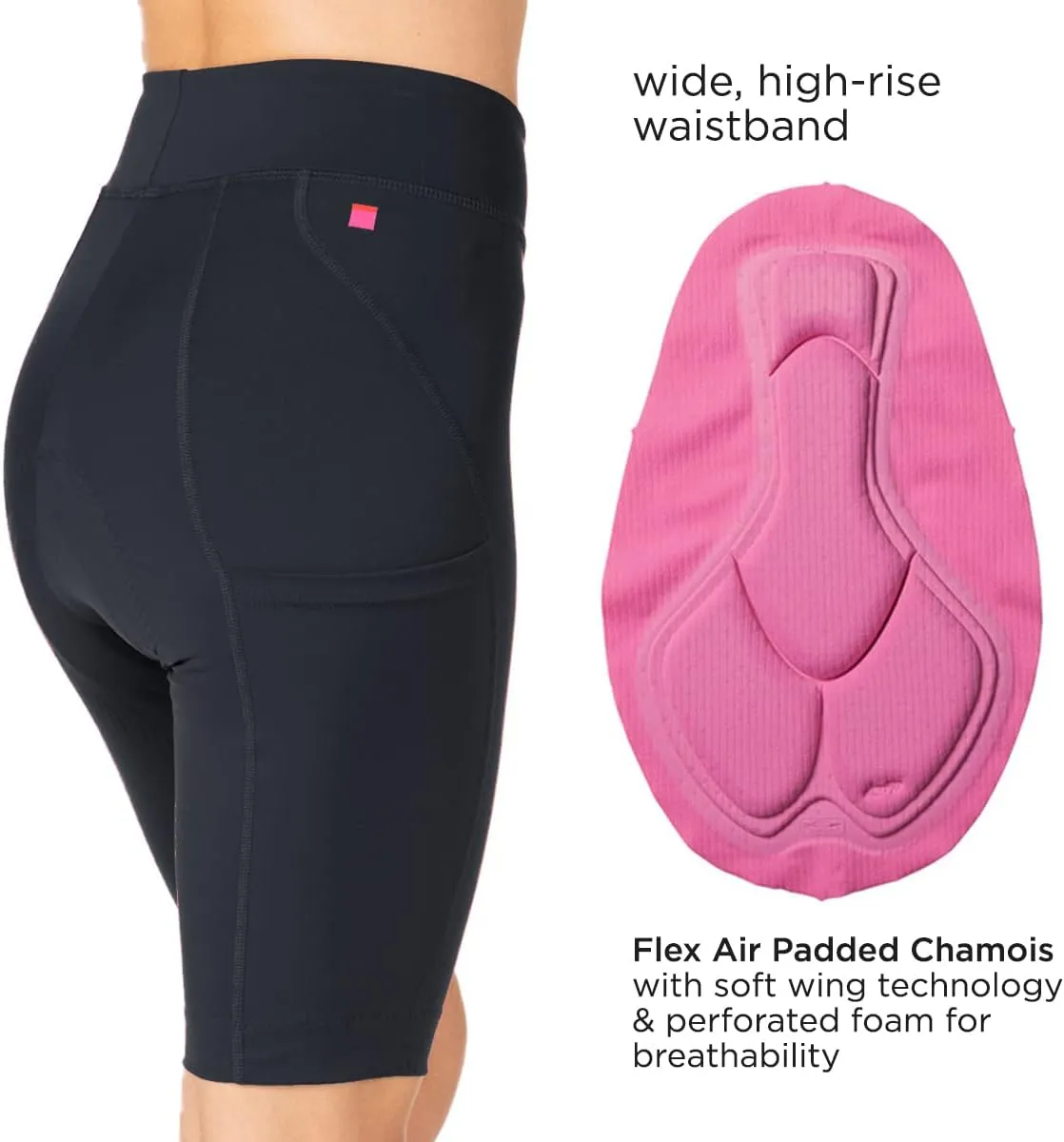 Terry Bike Shorts Women Padded Wayfarer 11 Inch Long Compression Shorts for Women Cycling UPF 50  Touring Bike Shorts