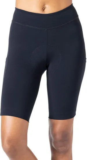Terry Bike Shorts Women Padded Wayfarer 11 Inch Long Compression Shorts for Women Cycling UPF 50  Touring Bike Shorts
