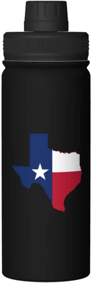 Texas Flag Map Water Bottle 18OZ Stainless Steel Insulated Water Bottles With Spout Lid Sports Keep Cold and Hot Water Bottle For Biking Hiking
