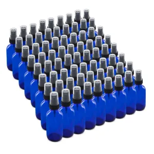 The Bottle Depot - 72 Pack - 2 oz Glass Spray Bottle - Blue - 20-400 Neck Finish - Boston Round Bottles - UV Rays Protection
