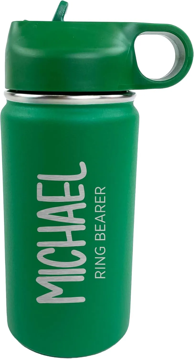 The Crafty Engineer Personalized Flower Girl and Ring Bearer Water Bottle (Green)