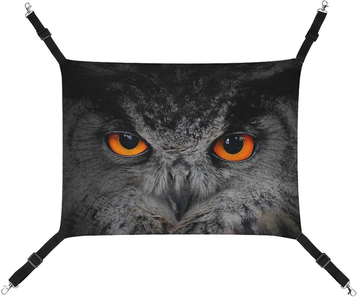 The Evil Eyes Eagle Owl Bubo Bubo Cat Hanging Hammock Soft Breathable Pet Cage Dog Hammock with Adjustable Straps and Metal Hooks