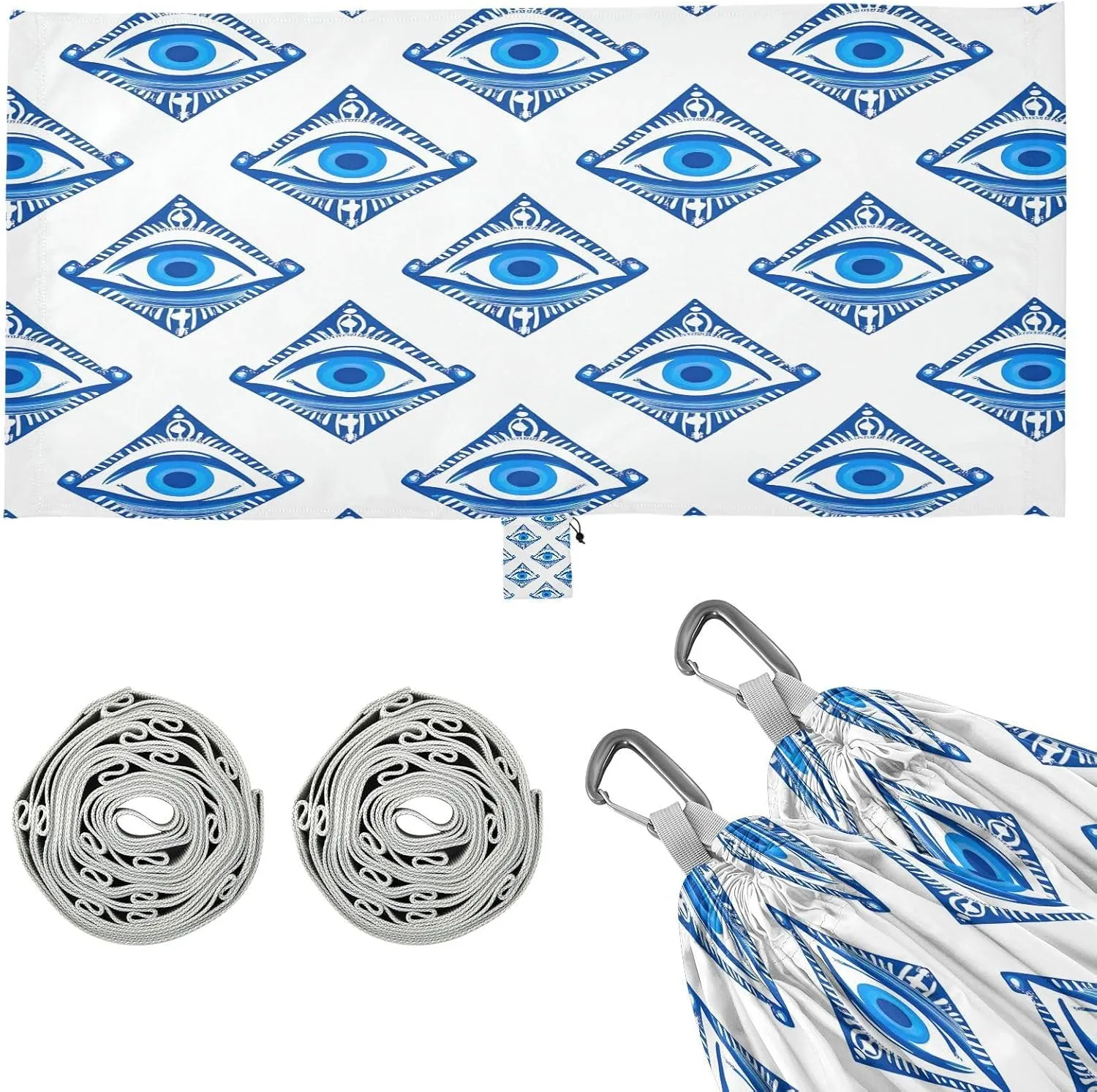 The Eye of Blue Art Camping Hammock, Single Portable Hammocks with Tree Straps & Attached Carry Bag, 330Lbs Capacity Perfect for Outside Indoor Hiking Beach Backpack Travel