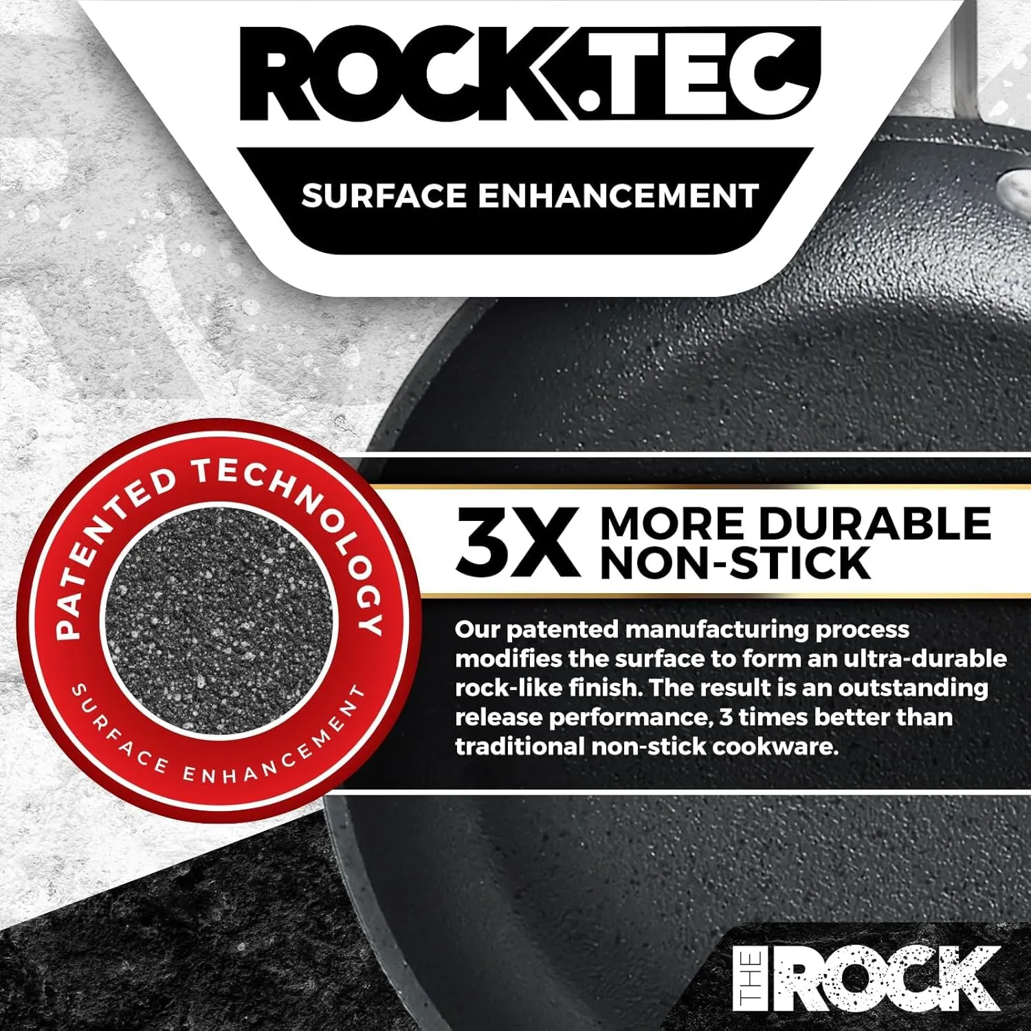 THE ROCK Single Serve Nonstick Pots and Pans Set, 6pc Portion Control Cookware Set with Rock.Tec, Stackable Set with Stainless Steel Handle, Scratch/Stain/Crack Proof, Oven & Dishwasher Safe, Black