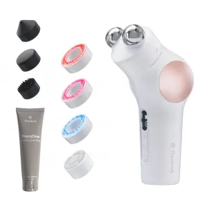 Therabody TheraFace PRO - Microcurrent Facial Device, 8-in-1 Compact Face Massager & Facial Sculpting Tool with Light Therapy for Skin Tightening, Anti Wrinkle, Anti Aging & Skin Care (White)