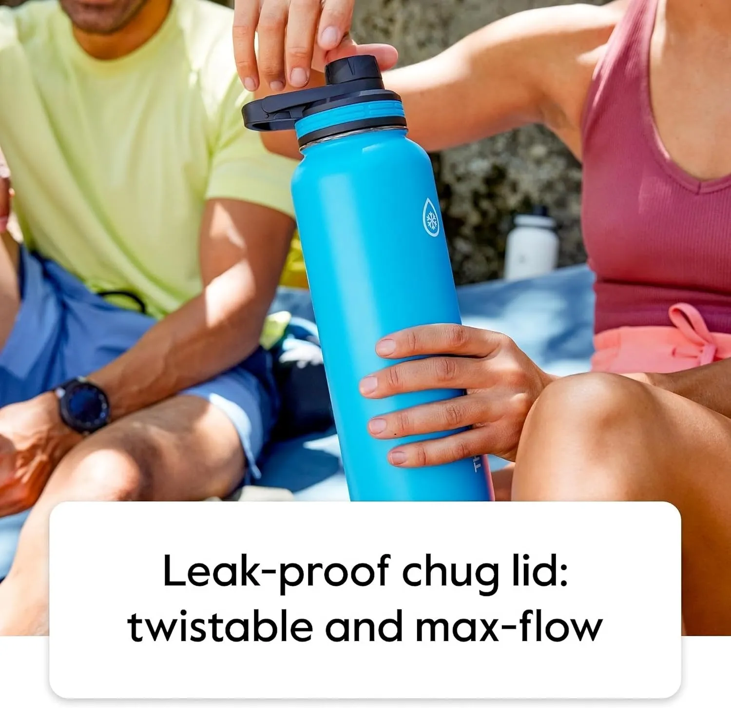 ThermoFlask 24 oz Double Wall Vacuum Insulated Stainless Steel 2-Pack of Water Bottles, White / Coral