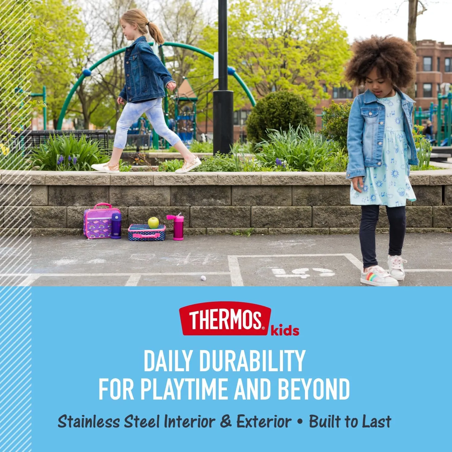 THERMOS FUNTAINER Water Bottle with Straw - 12 Ounce - Kids Stainless Steel Vacuum Insulated Water Bottle with Lid, Bluey