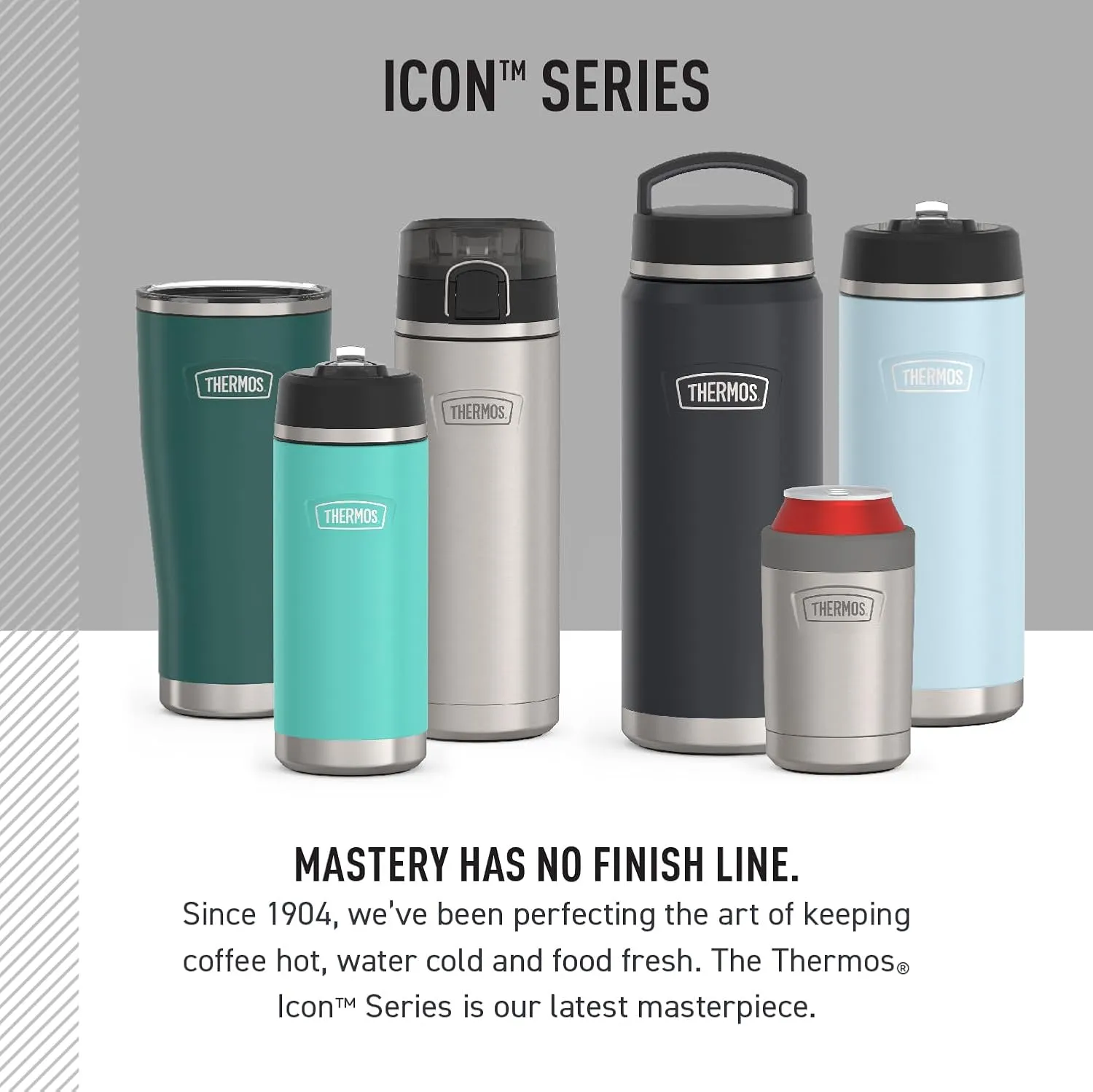 THERMOS ICON SERIES Stainless Steel Water Bottle with Screw Top Lid - 40 Ounce, Matte Stainless Steel - Vacuum Insulated Water Bottle with Lid