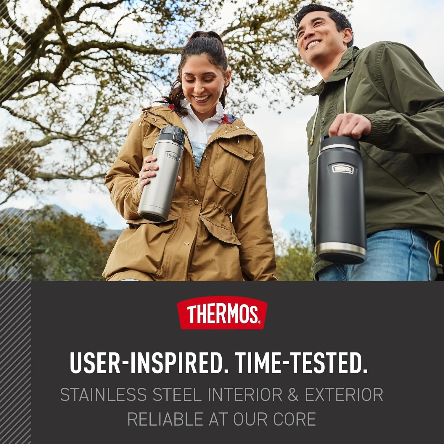 THERMOS ICON SERIES, Stainless Steel Water Bottle with Spout - 24 Ounce, Melon - Vacuum Insulated Water Bottle with Lid
