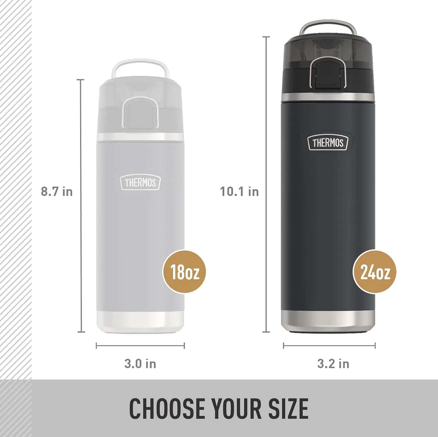 THERMOS ICON SERIES, Stainless Steel Water Bottle with Spout - 24 Ounce, Melon - Vacuum Insulated Water Bottle with Lid