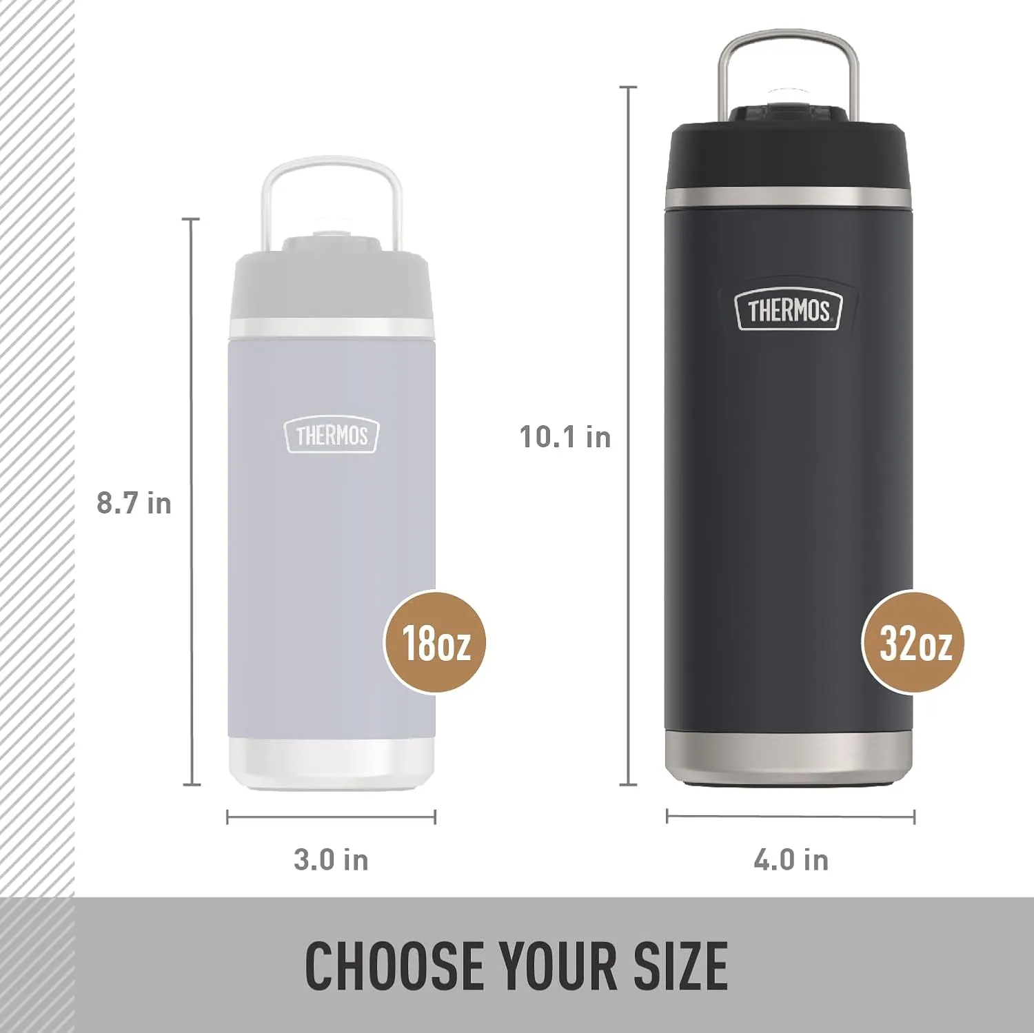 THERMOS ICON SERIES, Stainless Steel Water Bottle with Straw Lid, 32 Ounce, Sandstone