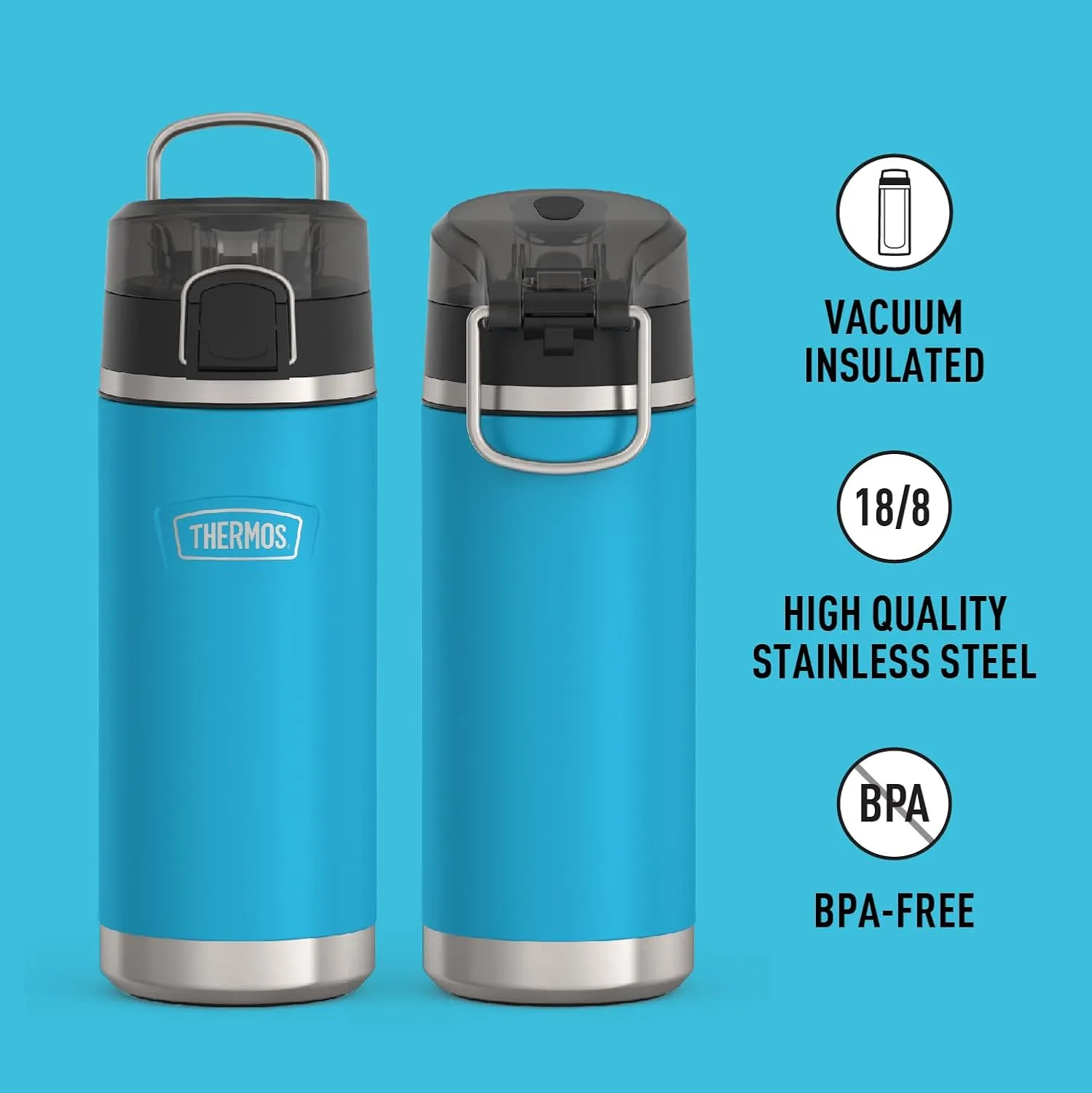 THERMOS ICON SERIES, Water Bottle with Spout - 18 Ounce, Dark Teal - Stainless Steel Vacuum Insulated Water Bottle with Lid