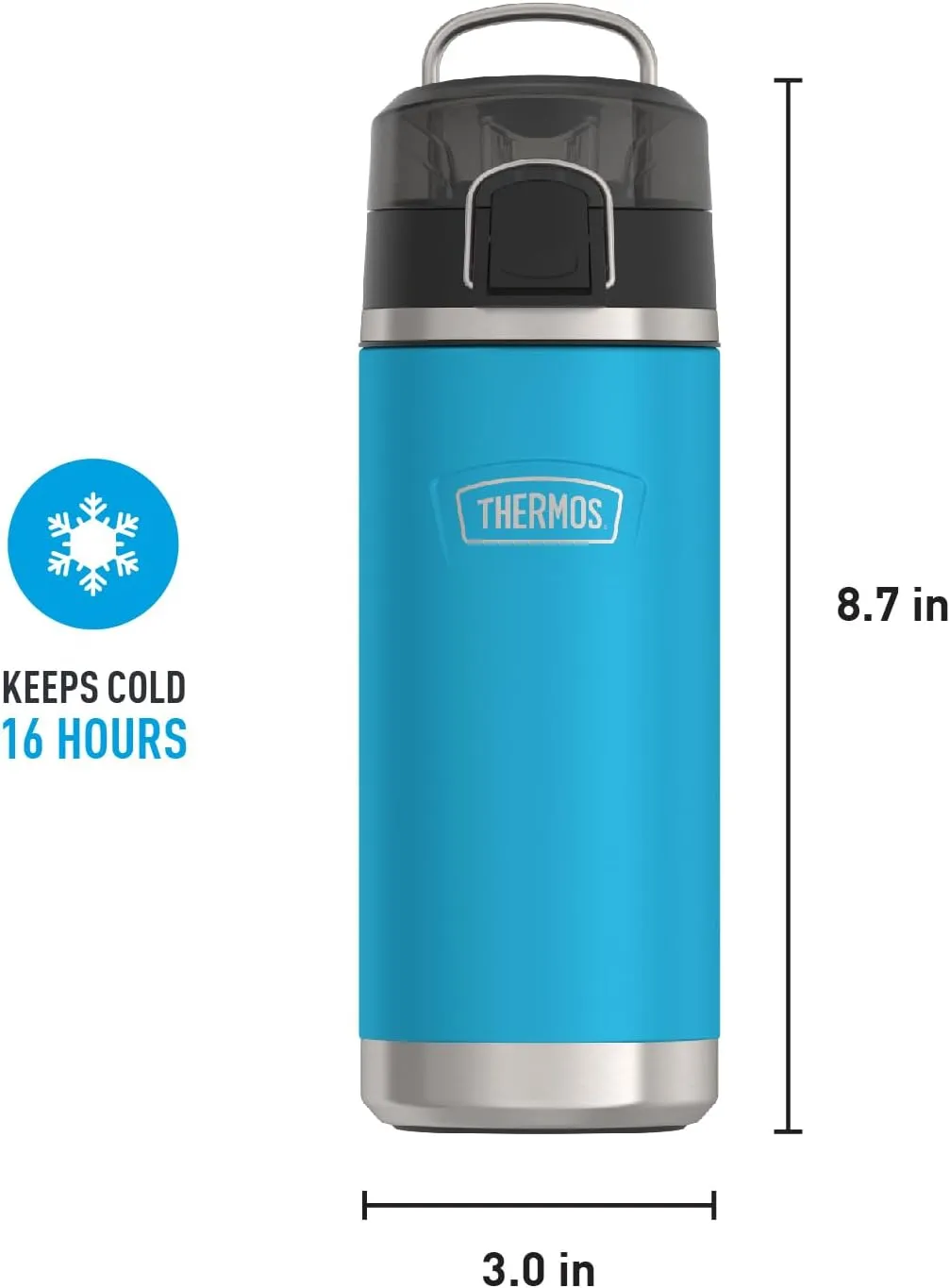 THERMOS ICON SERIES, Water Bottle with Spout - 18 Ounce, Dark Teal - Stainless Steel Vacuum Insulated Water Bottle with Lid