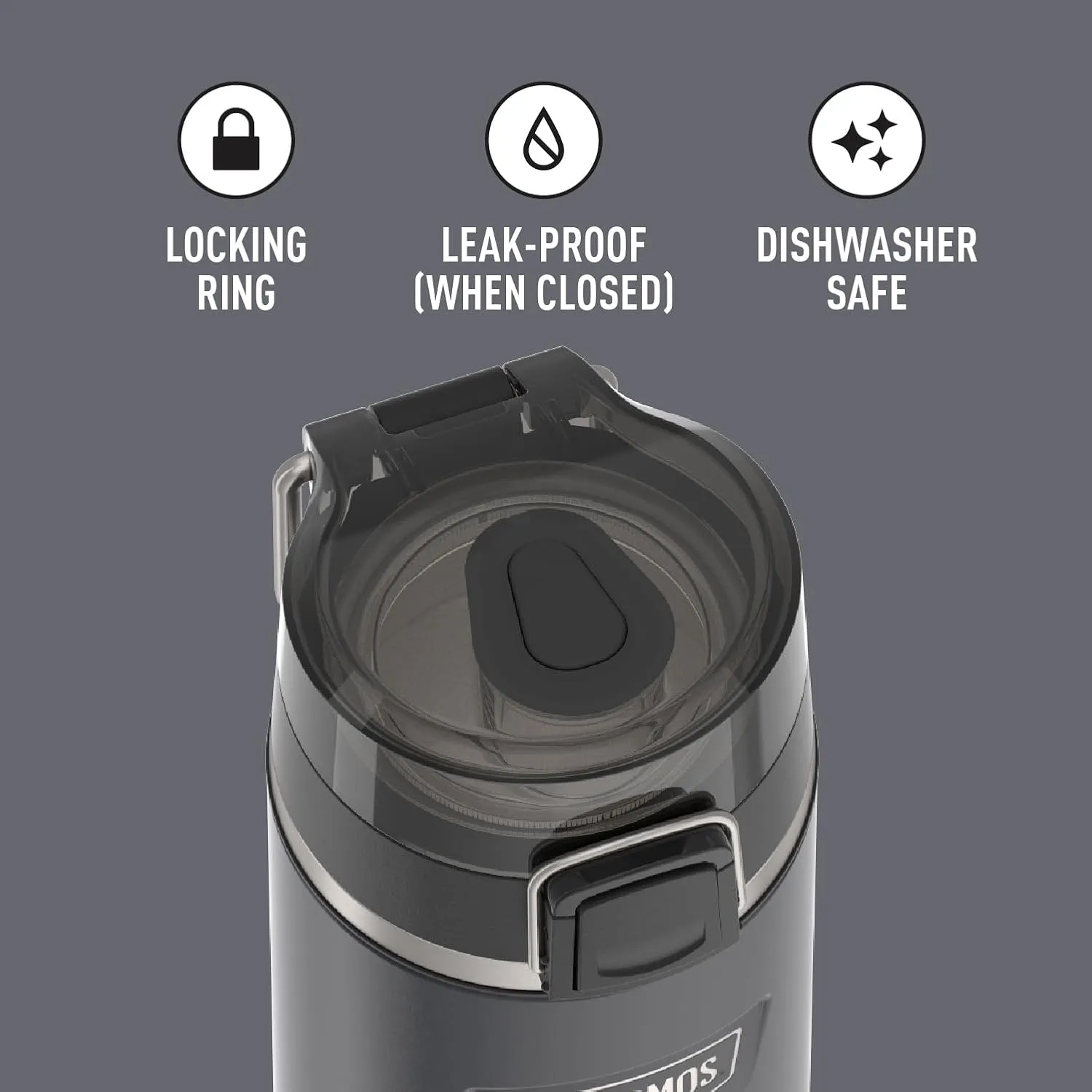 THERMOS ICON SERIES, Water Bottle with Spout - 18 Ounce, Granite - Stainless Steel Vacuum Insulated Water Bottle with Lid