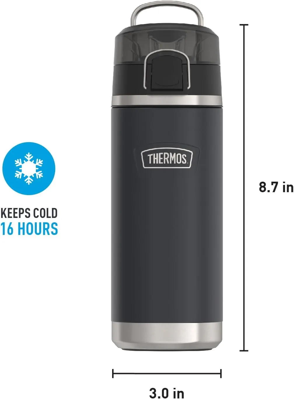 THERMOS ICON SERIES, Water Bottle with Spout - 18 Ounce, Granite - Stainless Steel Vacuum Insulated Water Bottle with Lid