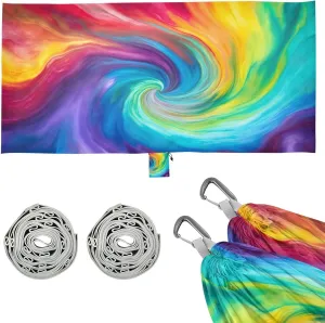Tie Dye Camping Hammock, 330 lbs with 2 Tree Straps, Carry Bag, Single Portable Hammock for Outdoor/Indoor, Hiking, Beach, Backpacking, Travel