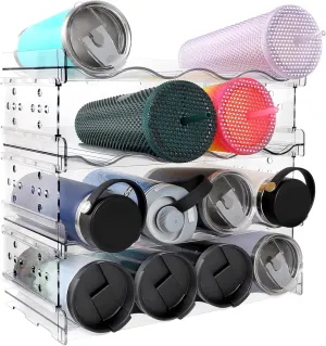 TIPGO Water Bottle Organizer for Cabinet - Cup Organizer for Kitchen Cabinets, Water Bottle Storage Rack, Tumbler Organizer for Kitchen Cabinets (16 Bottles Capacity)