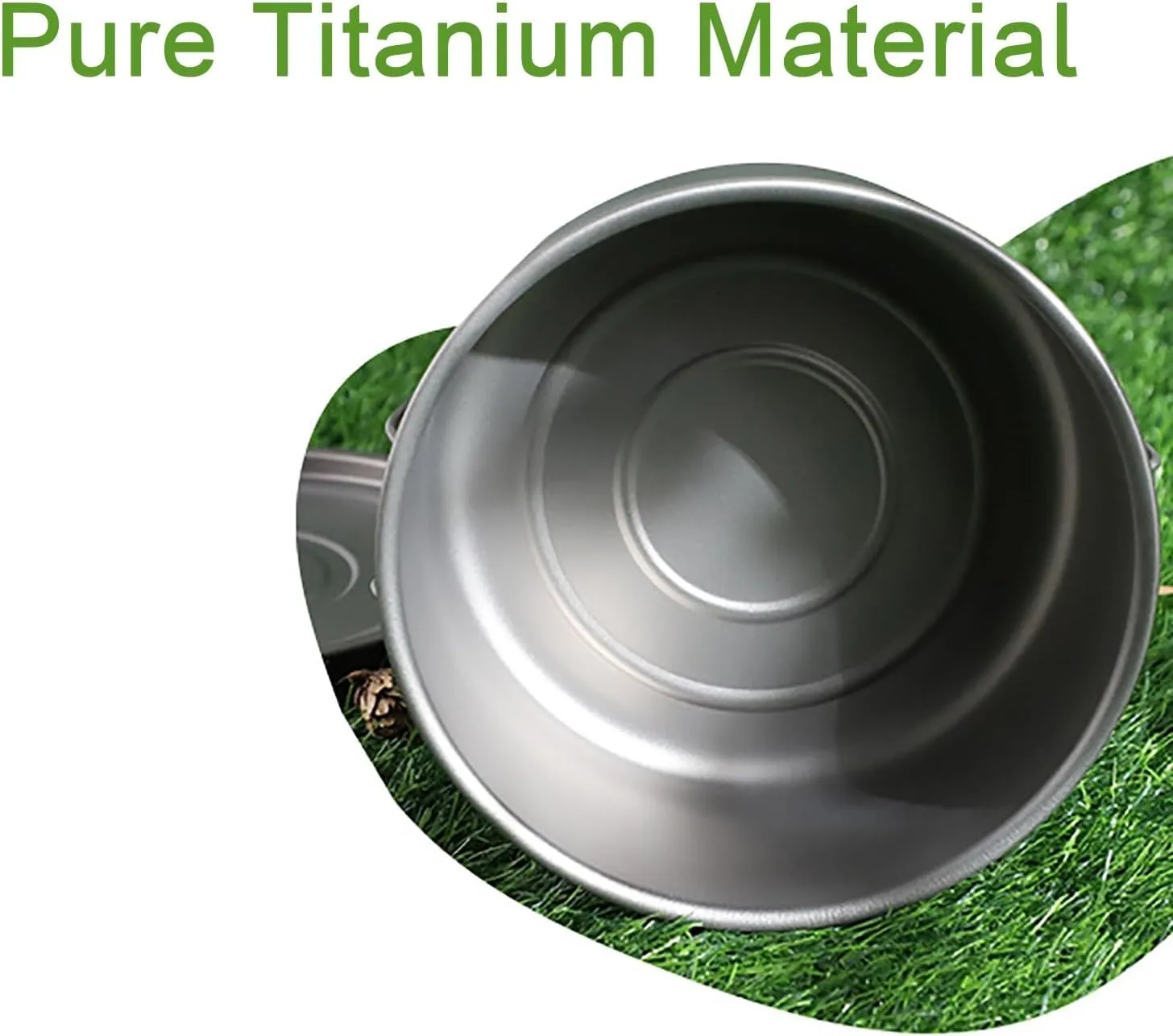 Titanium Camping Cookware, Camping Cooking Set with Folding Handle, Survival Pot for Outdoor Backpacking Hiking Picnic