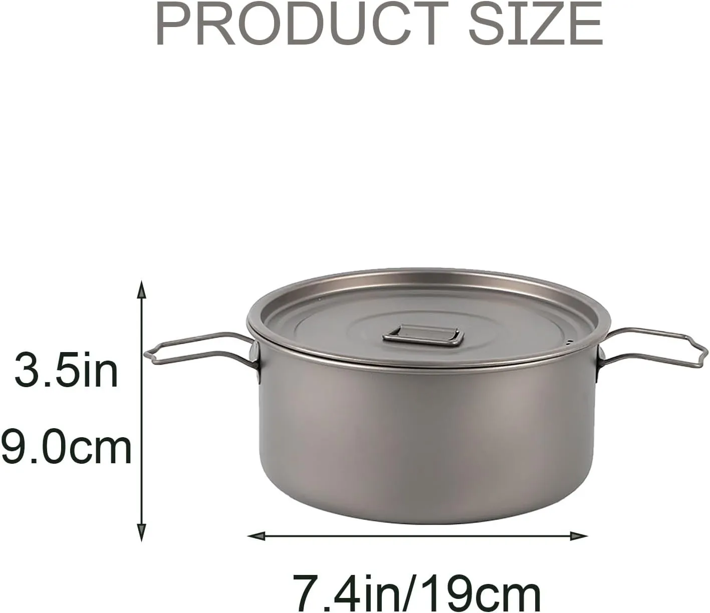 Titanium Camping Cookware, Camping Cooking Set with Folding Handle, Survival Pot for Outdoor Backpacking Hiking Picnic