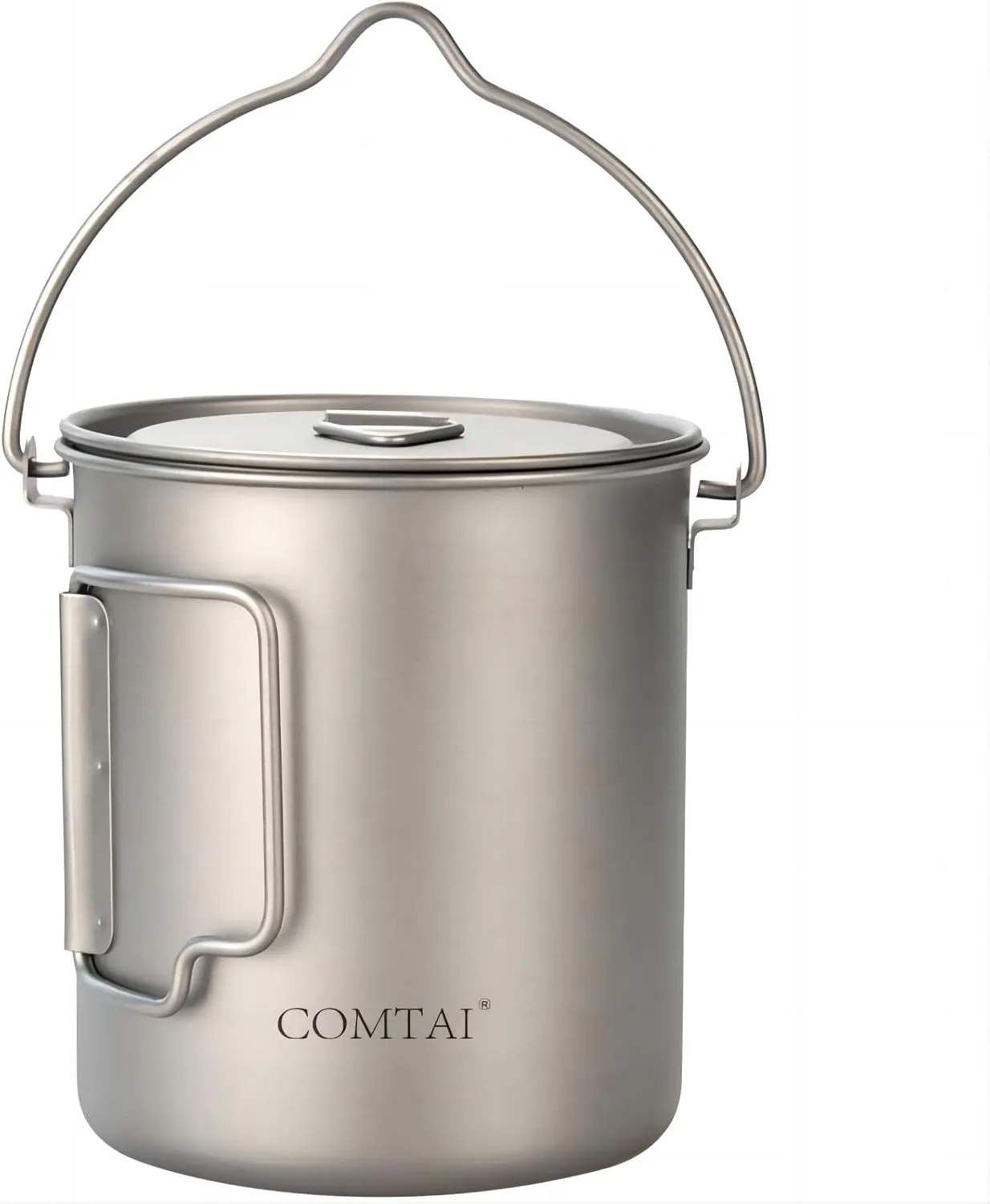 Titanium Camping Pot 750ml/26 oz Backpacking Cookware Mug with Lid and Fotable Handle, Titanium Cup for Outdoor Hiking Camping Cooking