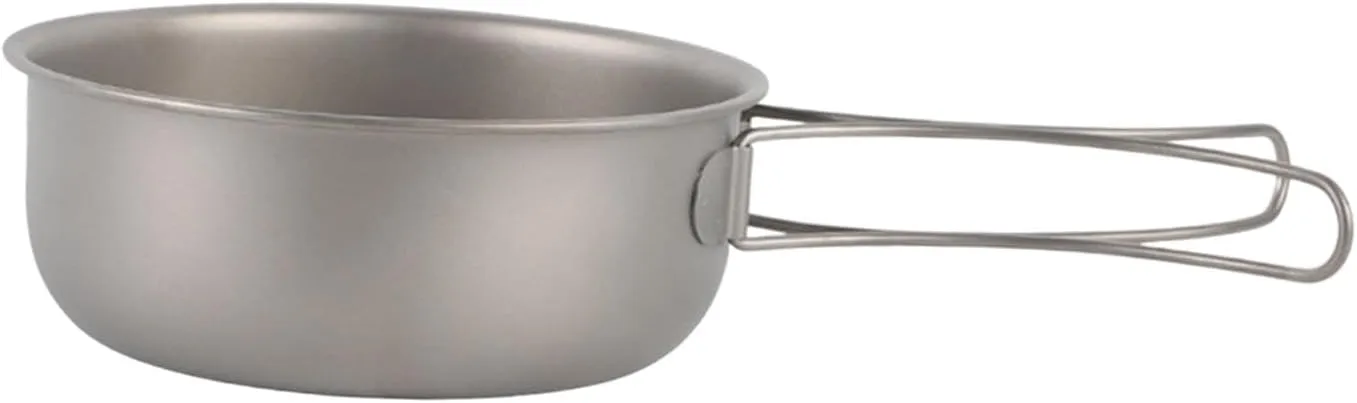 Titanium Frying Pan with Folding Handle Portable Lightweight Camping Pan Cookware for Kitchen Hiking Travel Picnic Outdoor, 700ML