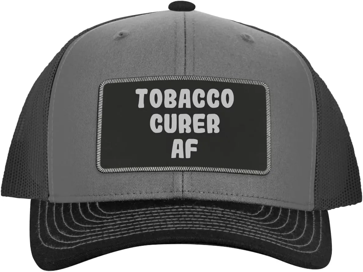 Tobacco Curer AF - Leather Black Patch Engraved Trucker Hat
