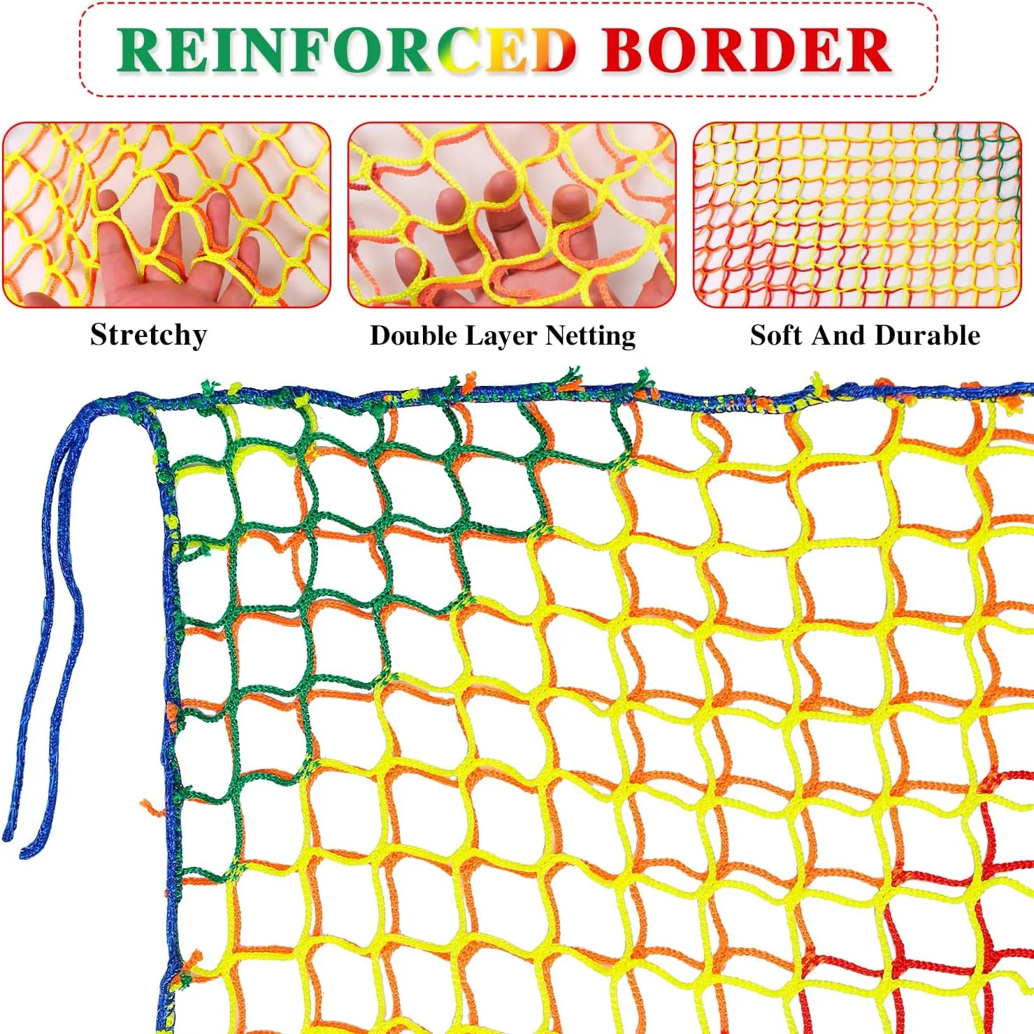 Tongmo Climbing Cargo Net, 6.5' X 9.8' Double Layers Playground Safety Net, Kids Backyard Climbing Net, Used for Treehouse Accessories...with Storage Bag and Carabiners