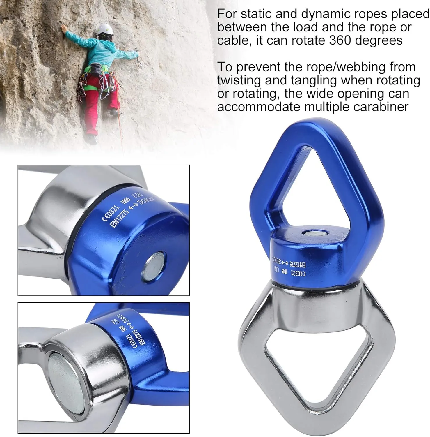 Topyond Outdoor Climbing Swivel Universal Wheel, Fixed Swivel Annulus, Yoga Linker, Swivel with Bearing for Climbing Yoga Swing