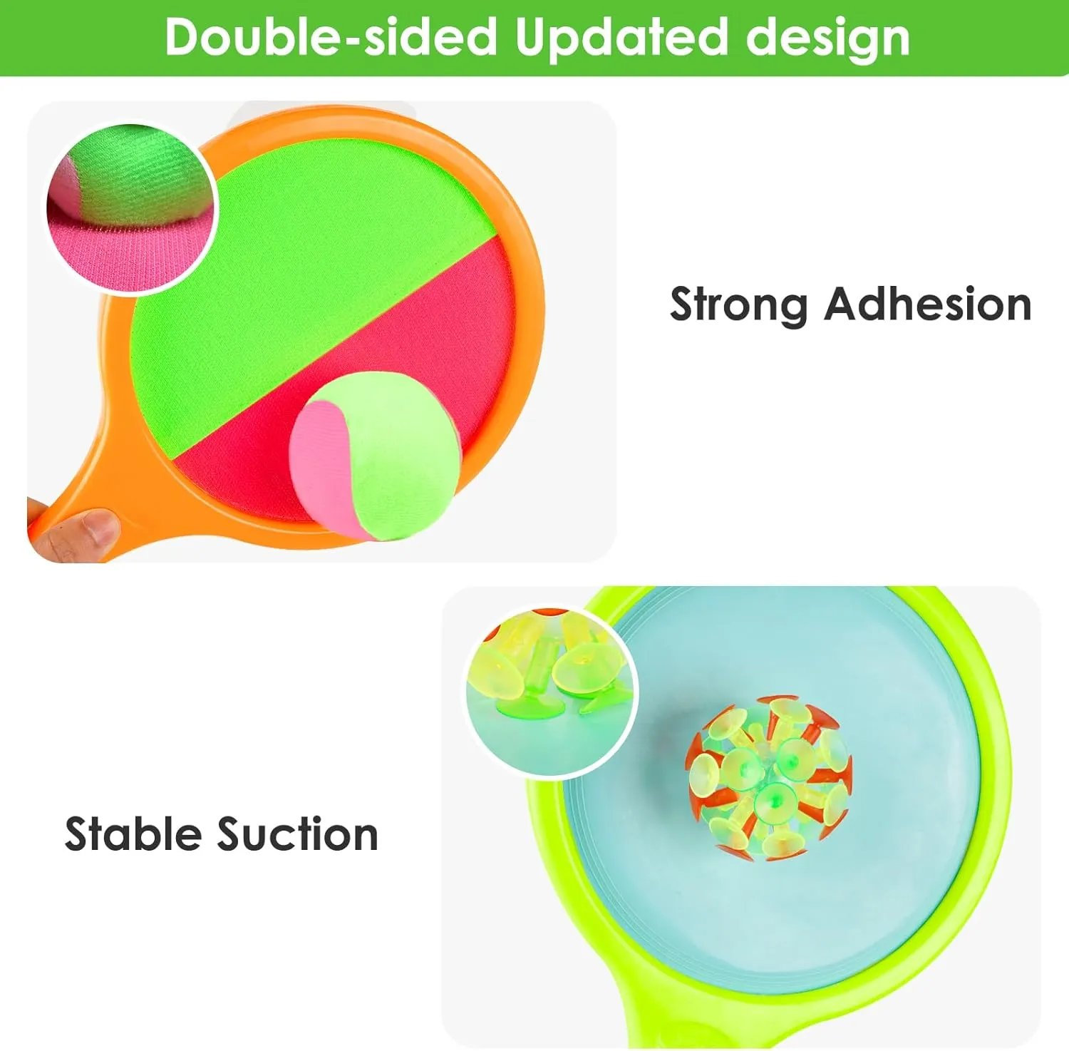 Toss Catch Ball Toys Set: Toddler Outdoor Games for Kids with 4 Paddles 4 Balls - Family Outside Toys with Mesh Beach Toy Bag - Backyard Games Activities for Ages 3-12 Green