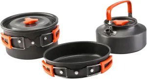 Totority 3-Piece Camping Pot Set Outdoor Cookware Set for 2-3 People Aluminum Alloy Cookware Kit Portable Camping Cooking