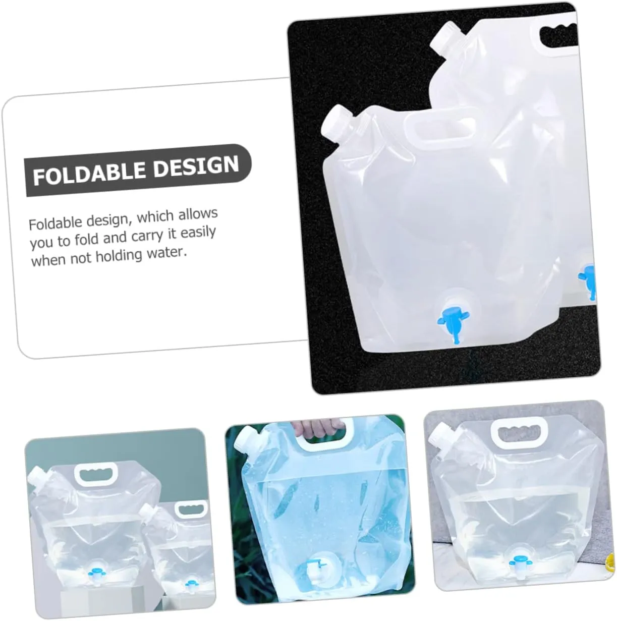 Totority Convenient Water Storage 2 Pcs Camping Water Jugs Collapsible Leakproof Large Capacity