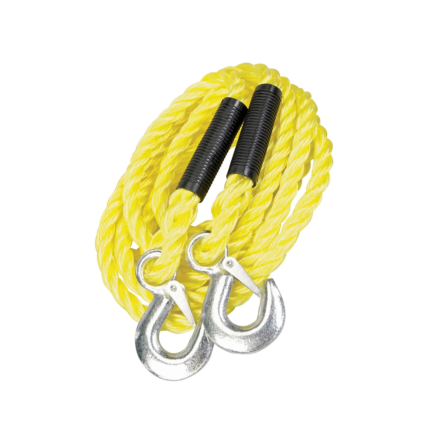 Tow Rope 2 Tonne 4M X 14mm Poly-Braided Tow Rope Forged Hooks & Plastic Guards