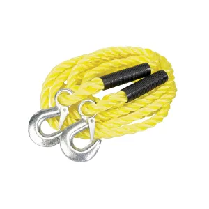 Tow Rope 2 Tonne 4M X 14mm Poly-Braided Tow Rope Forged Hooks & Plastic Guards