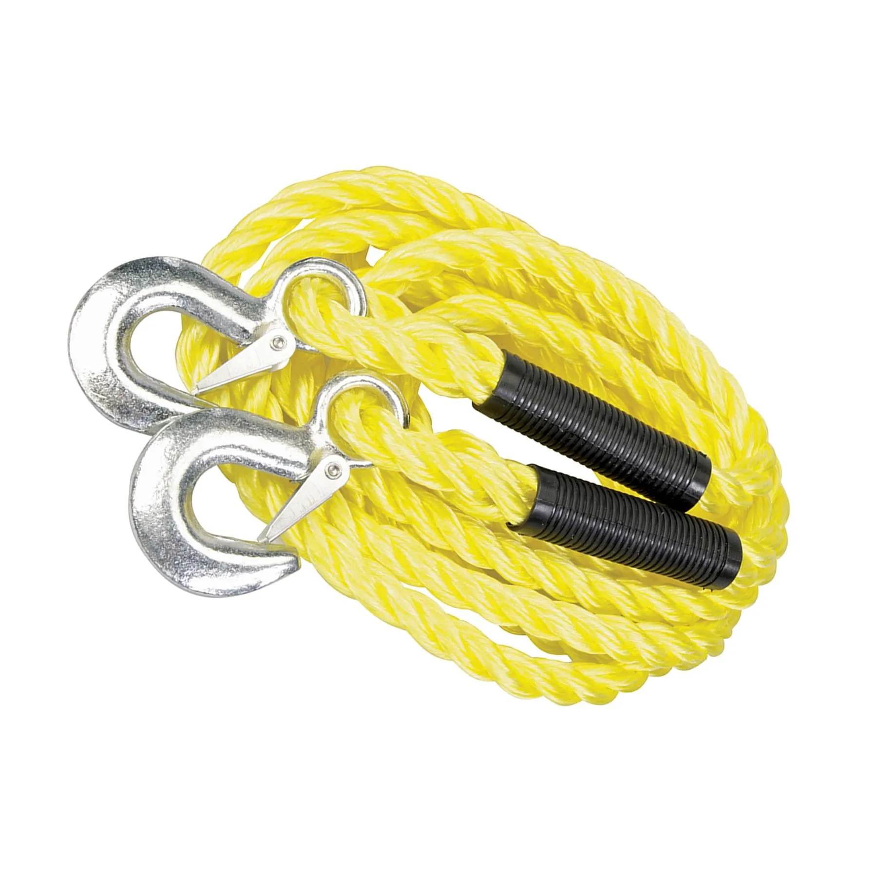 Tow Rope 2 Tonne 4M X 14mm Poly-Braided Tow Rope Forged Hooks & Plastic Guards