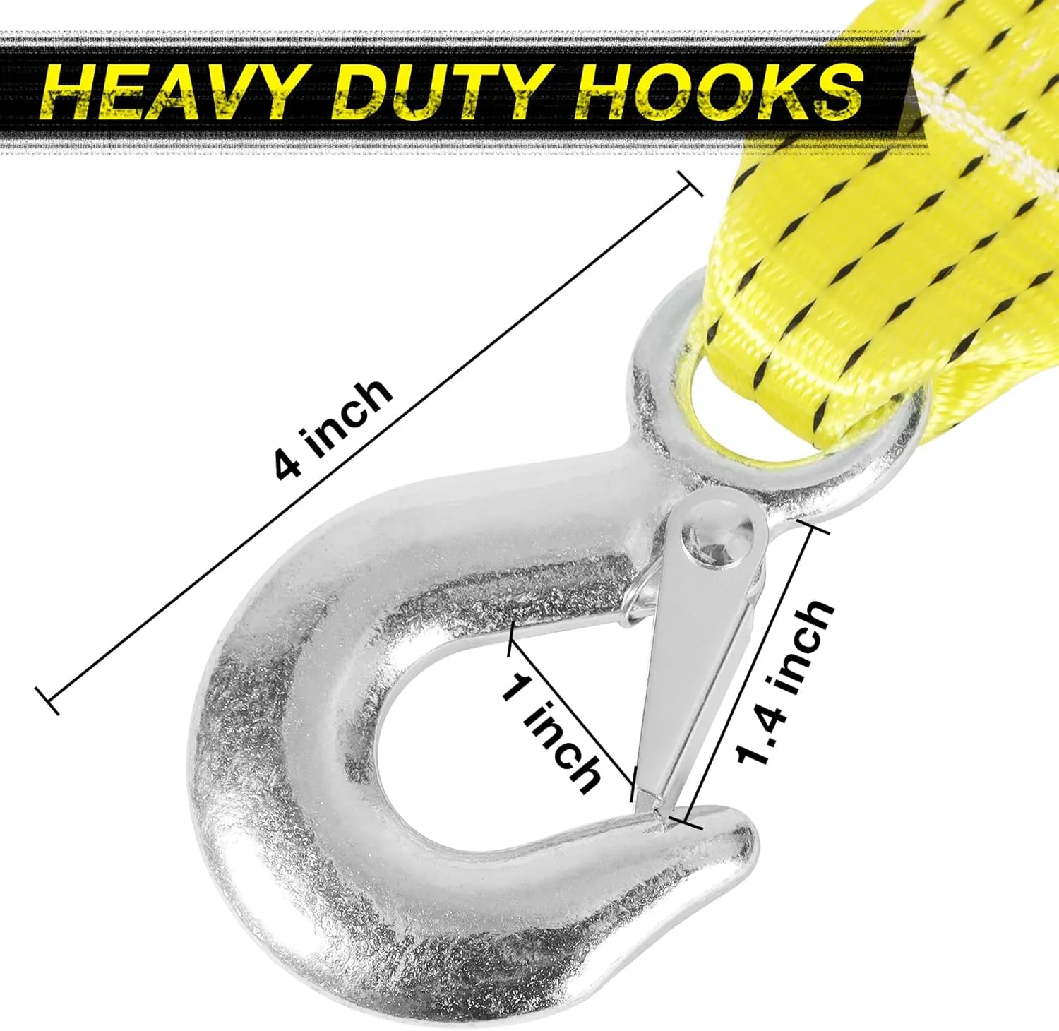 Tow Strap with Hooks, 2" x 20ft Emergency Recovery Towing Strap 15000 lbs Heavy Duty Tree Saver Winch Strap Towing Rope Acessories for Trucks, ATV, SUV, Vehicles, Roadside