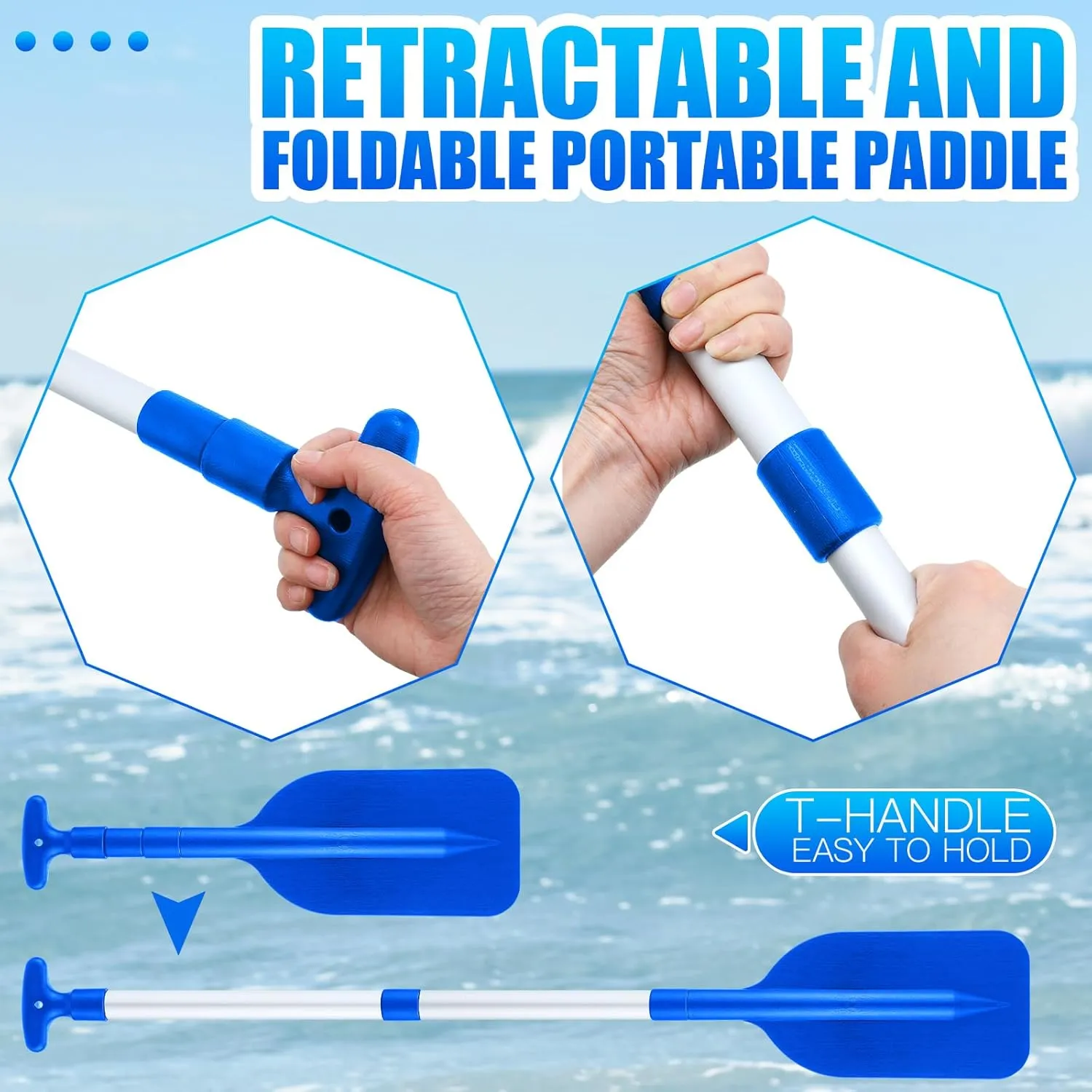 Trader 2 Pack Boat Canoe Paddles Telescoping Collapsible Oar Aluminum 21.3-41.7 in Kayak Paddles Adjustable Length for Kayak Inflatable Dinghy Water Sport Boat Accessories