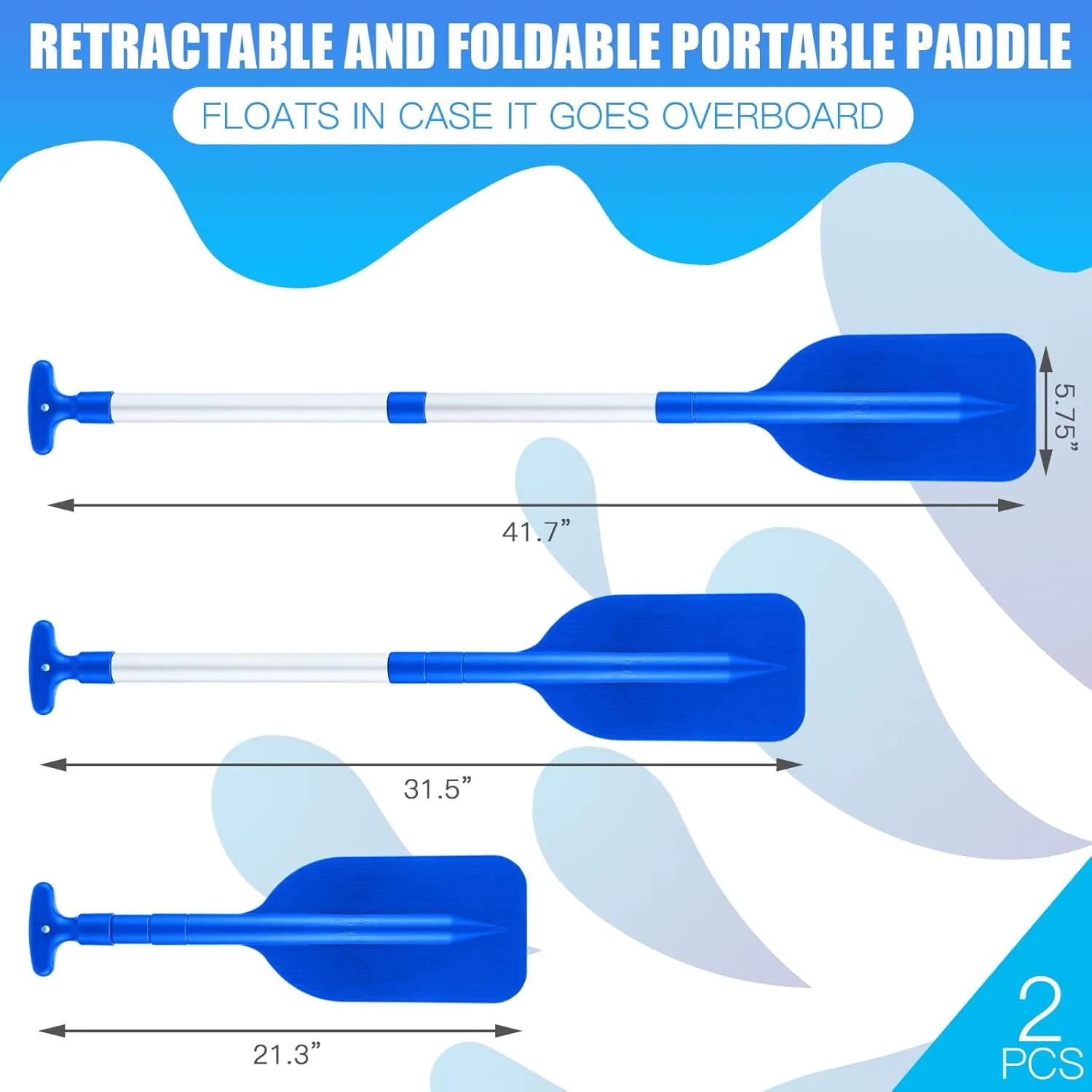 Trader 2 Pack Boat Canoe Paddles Telescoping Collapsible Oar Aluminum 21.3-41.7 in Kayak Paddles Adjustable Length for Kayak Inflatable Dinghy Water Sport Boat Accessories