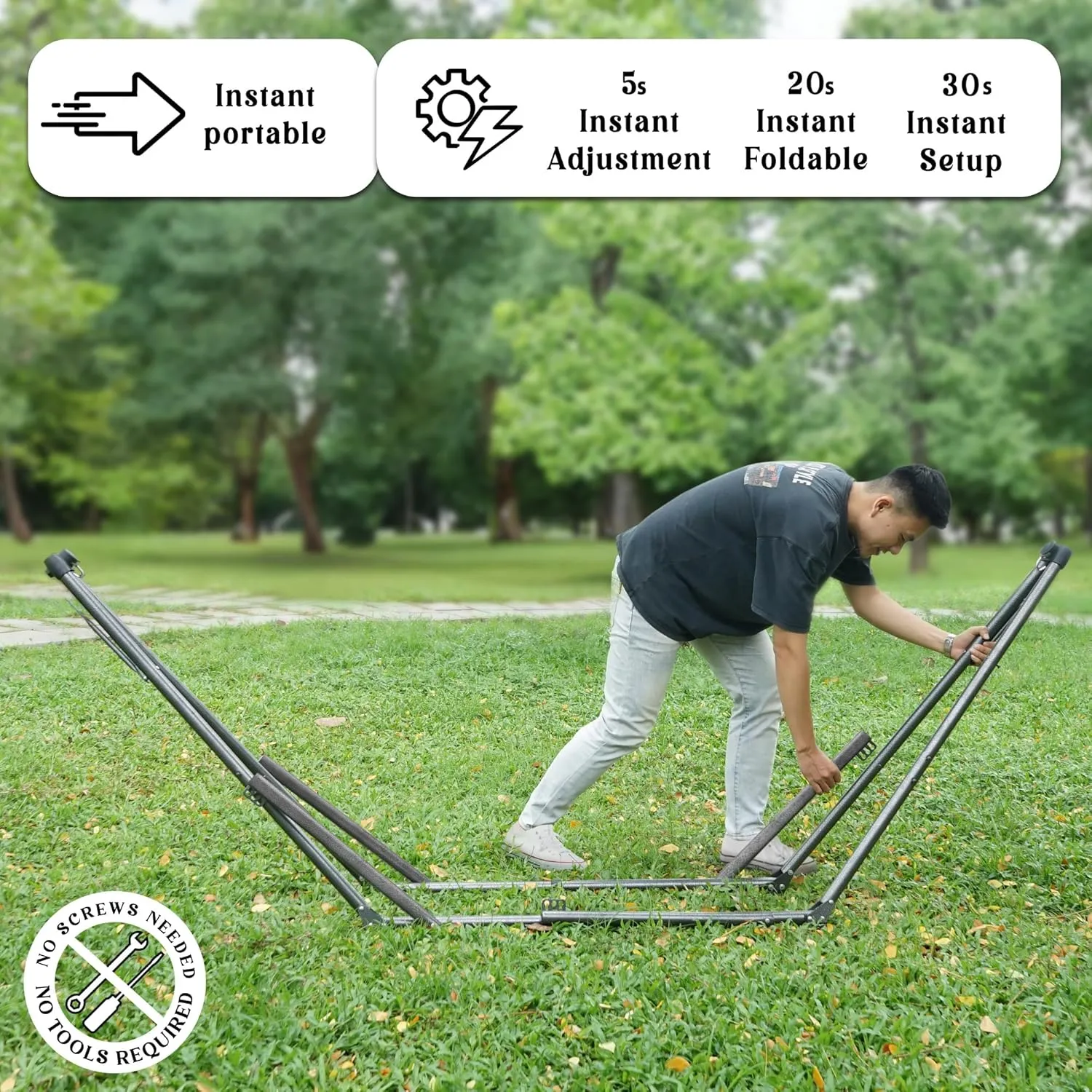 Tranquillo Uniki Hammock with Stand, 550 lbs Capacity – 30-Second Setup, Sturdy Steel Stand, 3-Year Warranty, Tool-Free Assembly, Premium Carry Bag Included, Outdoor & Indoor Hammock, Navy
