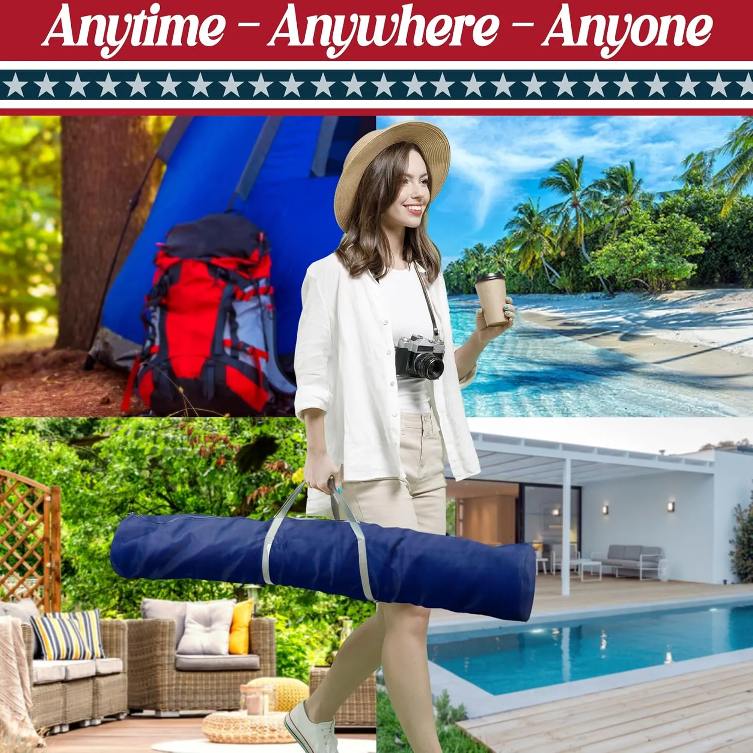 Tranquillo Uniki Hammock with Stand, 550 lbs Capacity – 30-Second Setup, Sturdy Steel Stand, 3-Year Warranty, Tool-Free Assembly, Premium Carry Bag Included, Outdoor & Indoor Hammock, Navy