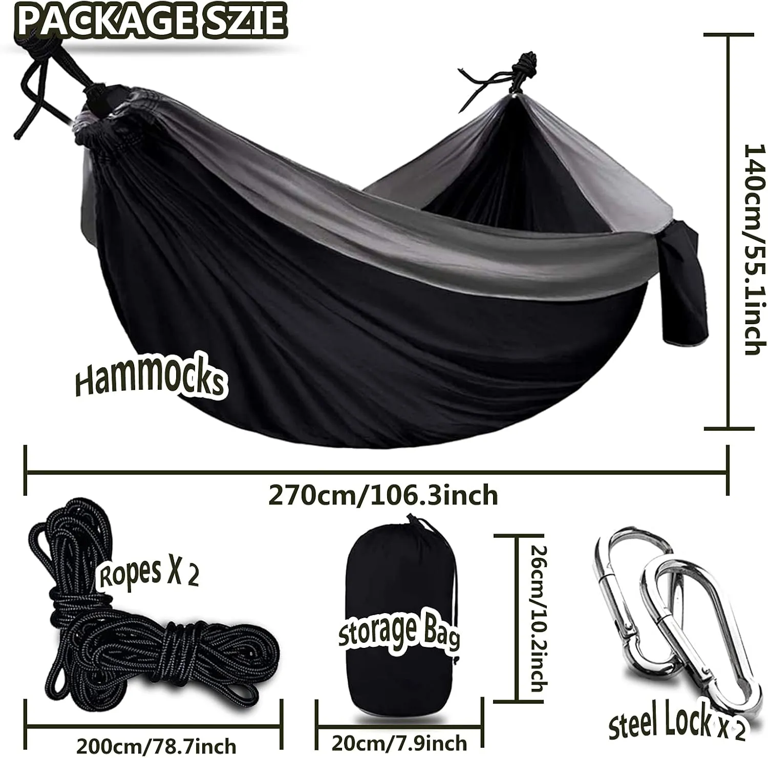 Travel Hammock, Lightweight Camping Hammock 200kg Load Capacity, Portable Outdoor Double Hammock for Camping, Backpacking, Survival, Outdoor Backyard Hiking,B