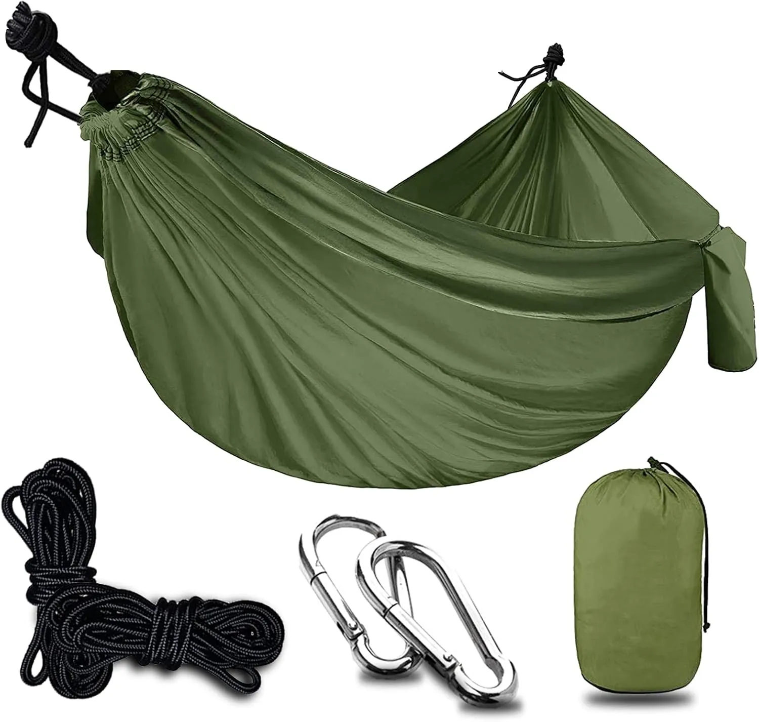 Travel Hammock, Outdoor Portable Hammock, Lightweight Camping Hammock 200kg Load Capacity for Camping, Backpacking, Survival, Outdoor Backyard Hiking,Army Green