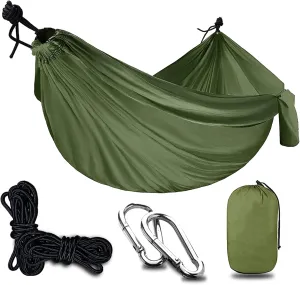 Travel Hammock, Outdoor Portable Hammock, Lightweight Camping Hammock 200kg Load Capacity for Camping, Backpacking, Survival, Outdoor Backyard Hiking,Army Green