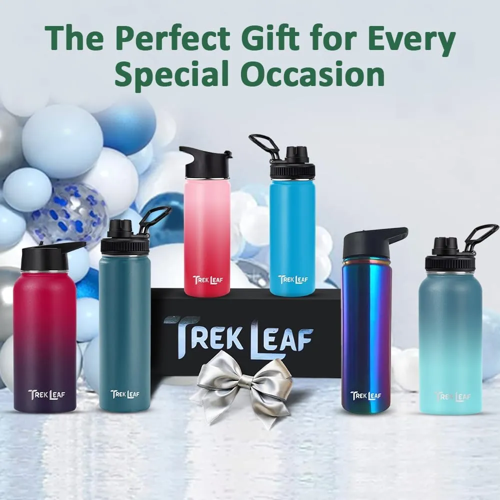 Travel Water Bottle with Carrying Bag, 3 Lids (Spout, Straw, Handle), and Bottle Brush; Leak Proof, Quality, Vacuum Insulated, Stainless Steel (Mixed Berry, 40 oz)