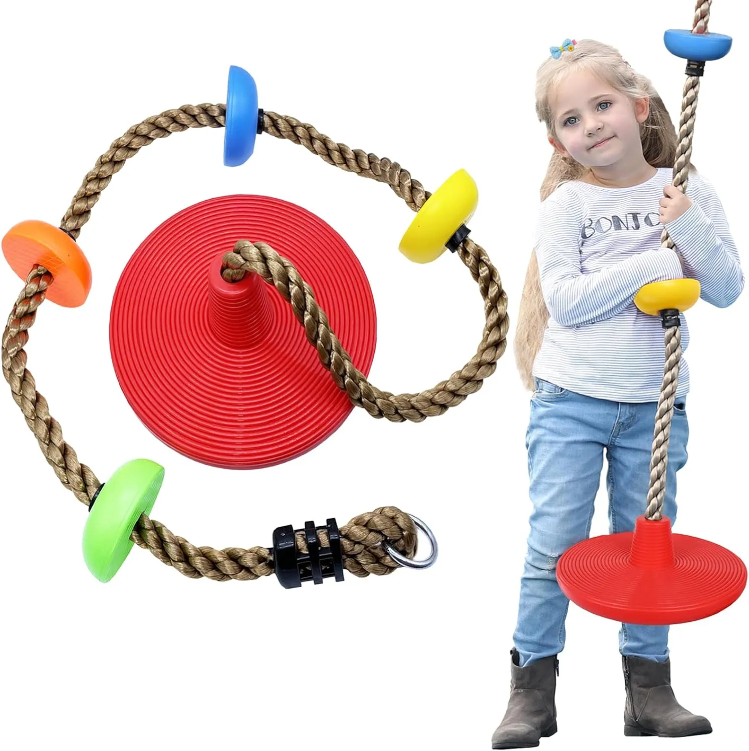 Tree Climbing Rope and Kids Disc Swing Seat Set Outdoor Backyard Playground Accessories