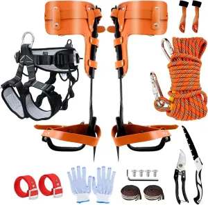 Tree Climbing Spikes Kit, Tree Climbing Gear with Adjustable Climbing Belt Rope and Hand Ascender, Tree Climbing Gear Equipment for Arborist Climbing Hunting, Ideal Present